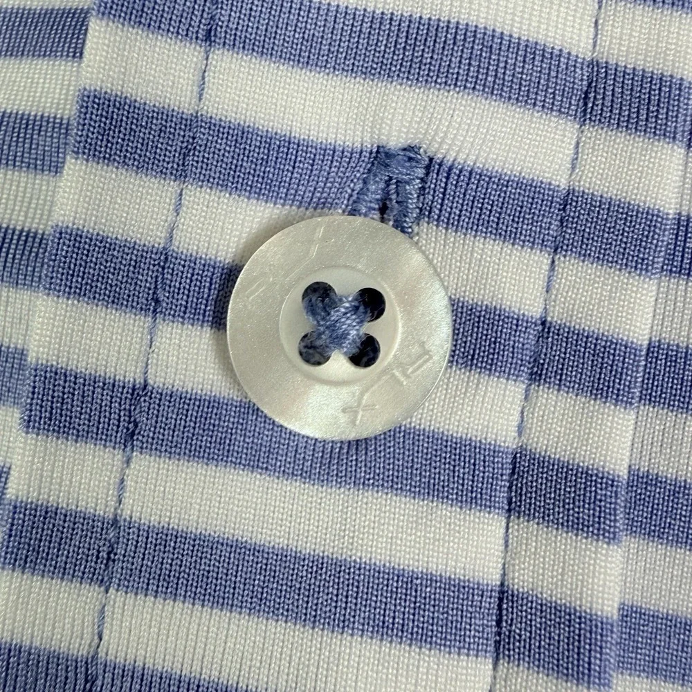 RLX Ralph Lauren Polo Shirt Striped Performance Golf Stretch‎ Blue White Men XL